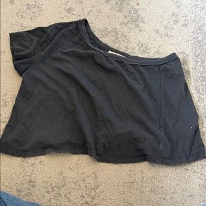 We The Free Black One-Shoulder Crop Top